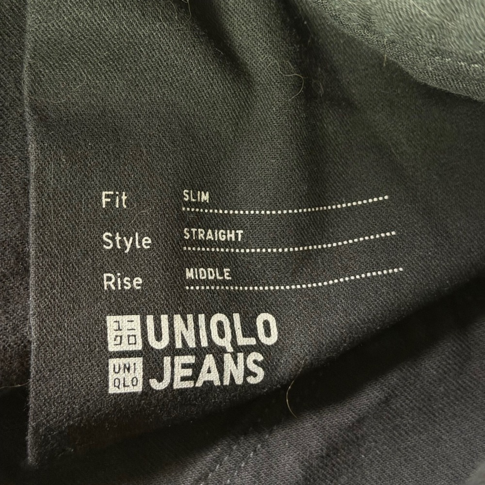 Uniqlo Selvedge Denim Jeans Mens 30 Black Slim Fit Straight Leg Stretch Red Line - Picture 8 of 14